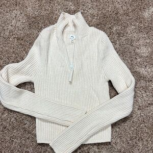 Aerie Cream Ribbed Turtleneck Sweater